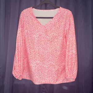 Floral V-Neck Women's Top - Pink
